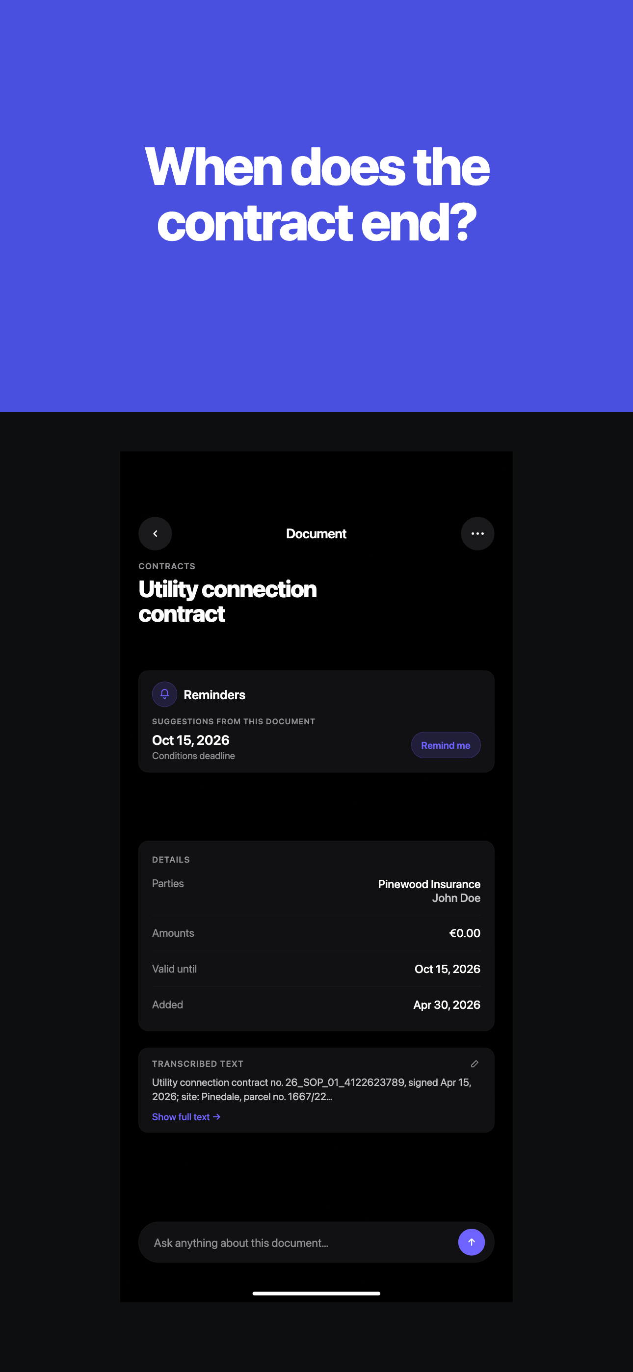 Filvy extracts data, dates and amounts from your documents.